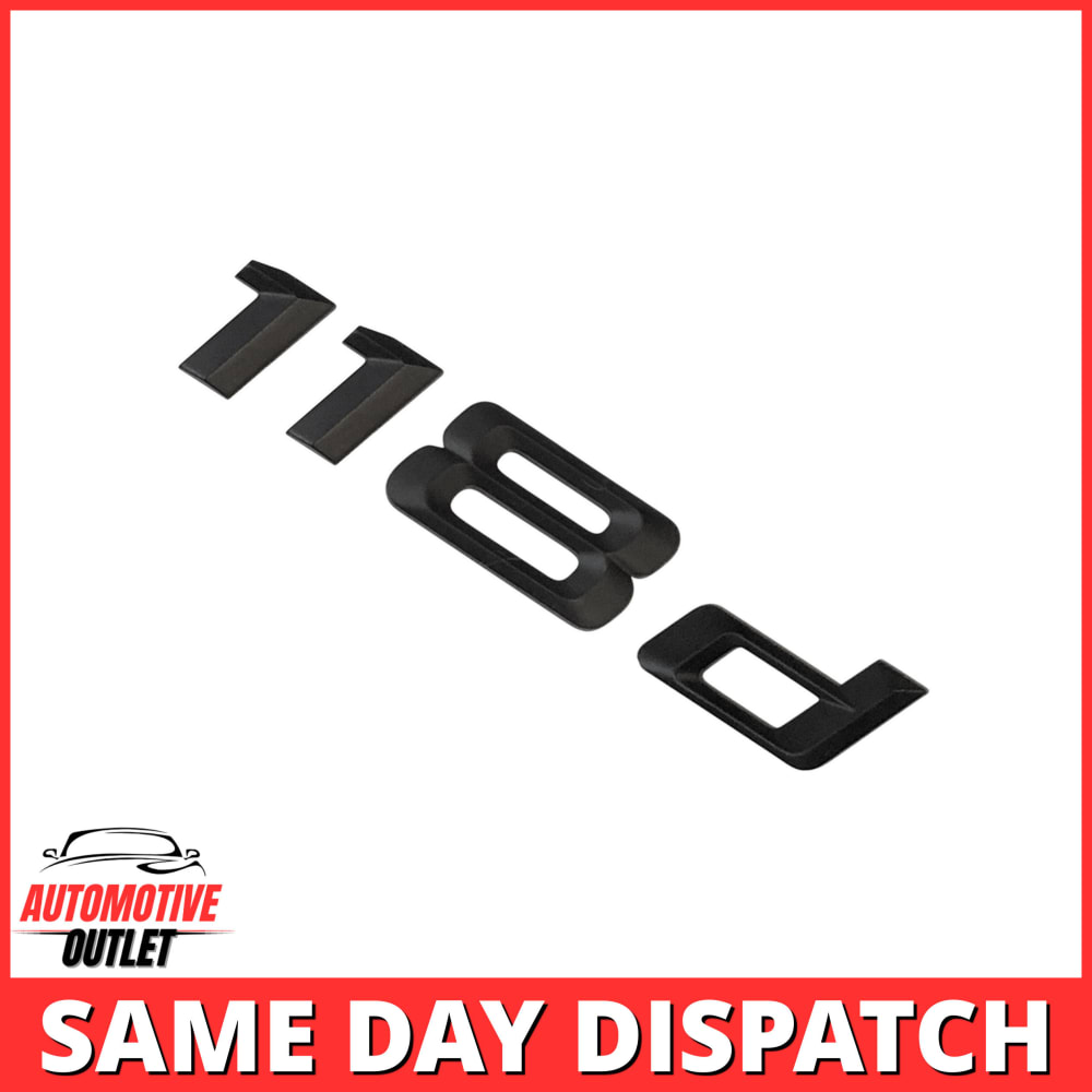 Matt black 118d boot letters as four separate characters