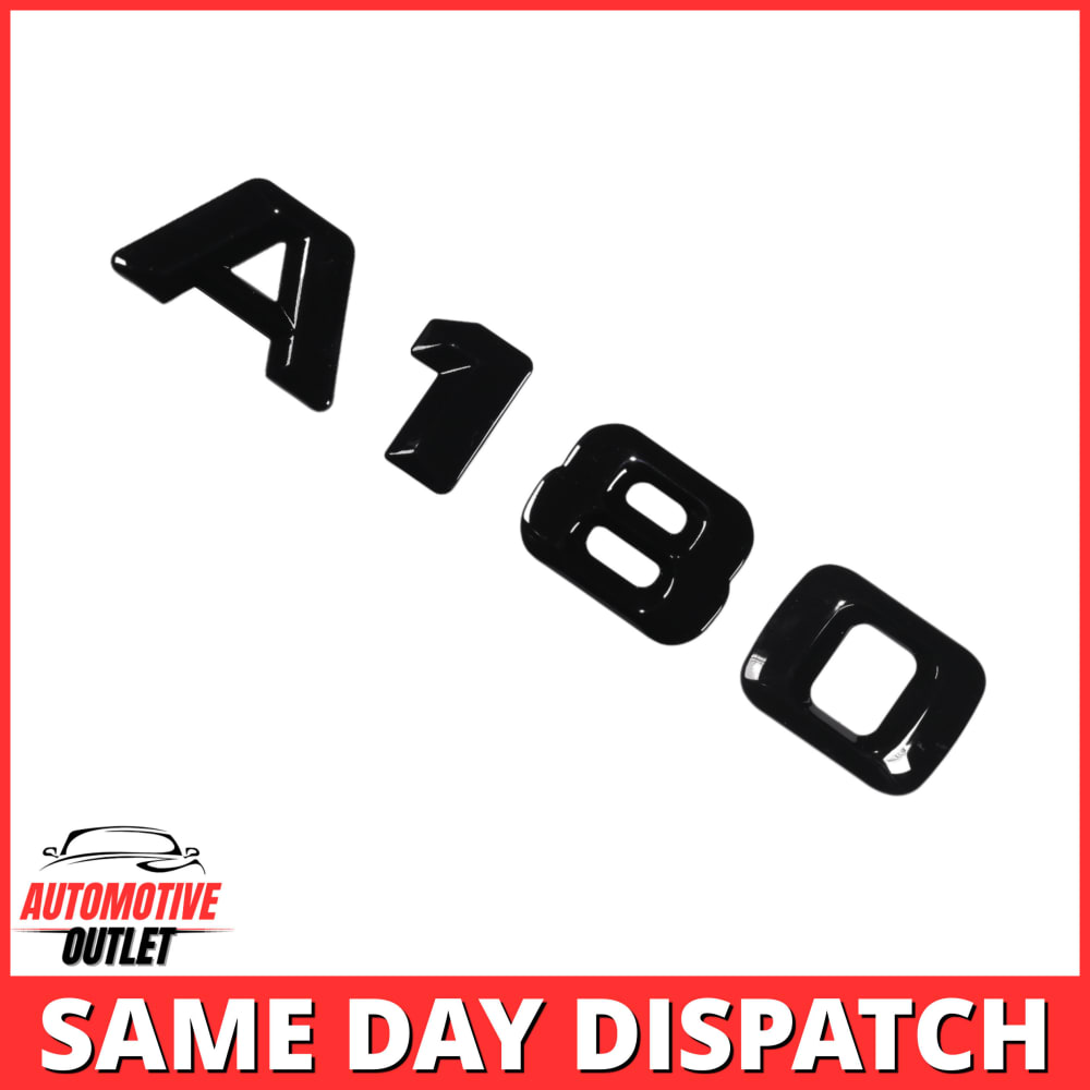 Gloss black Mercedes A180 boot letters as separate characters