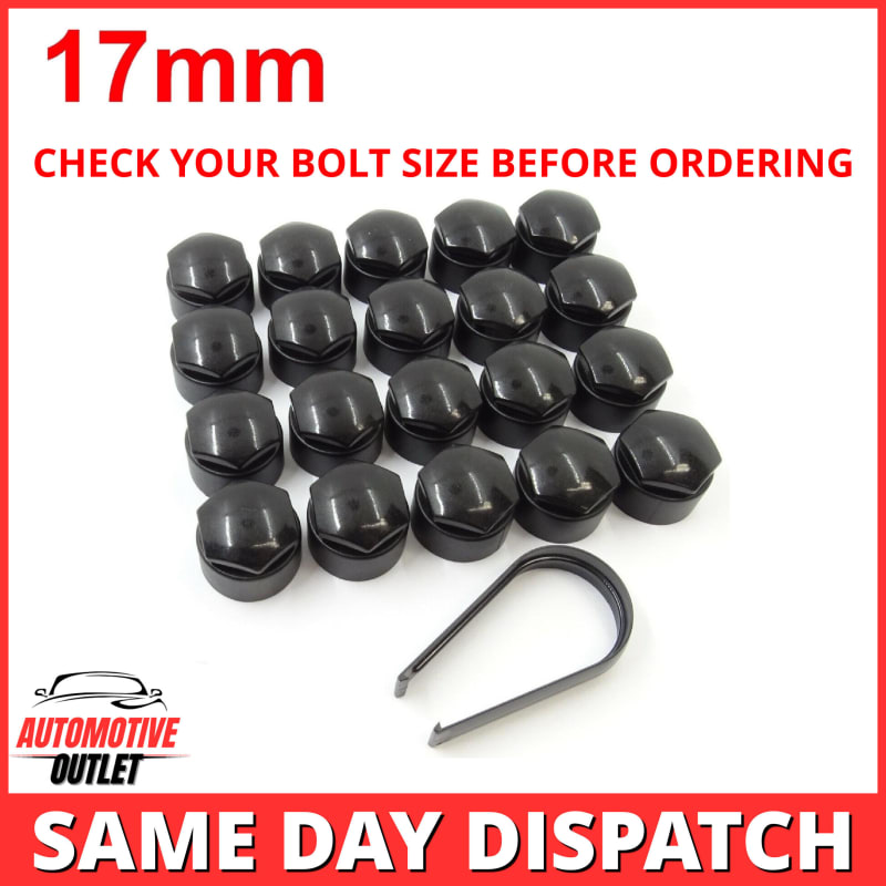 Gloss black 17mm locking bolt caps
