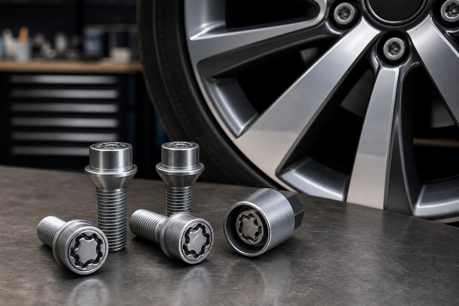 Locking wheel bolts and matching removal key socket