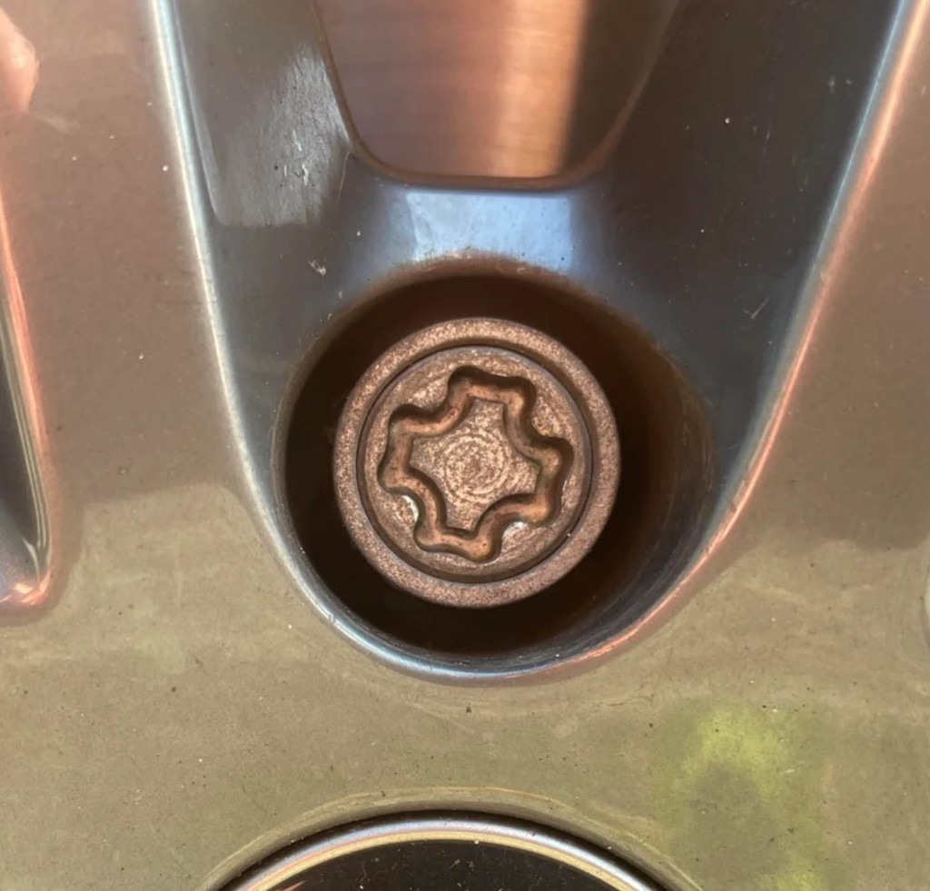 Example photo of a locking wheel bolt head for profile matching
