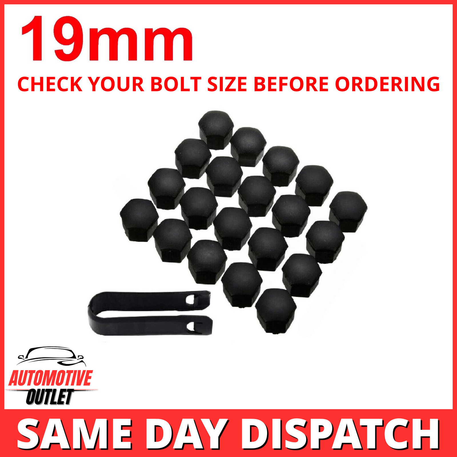 20PCS 19mm WHEEL NUT BOLT COVER CAPS, MATT BLACK FOR VW BMW MERCEDES, UNIVERSAL