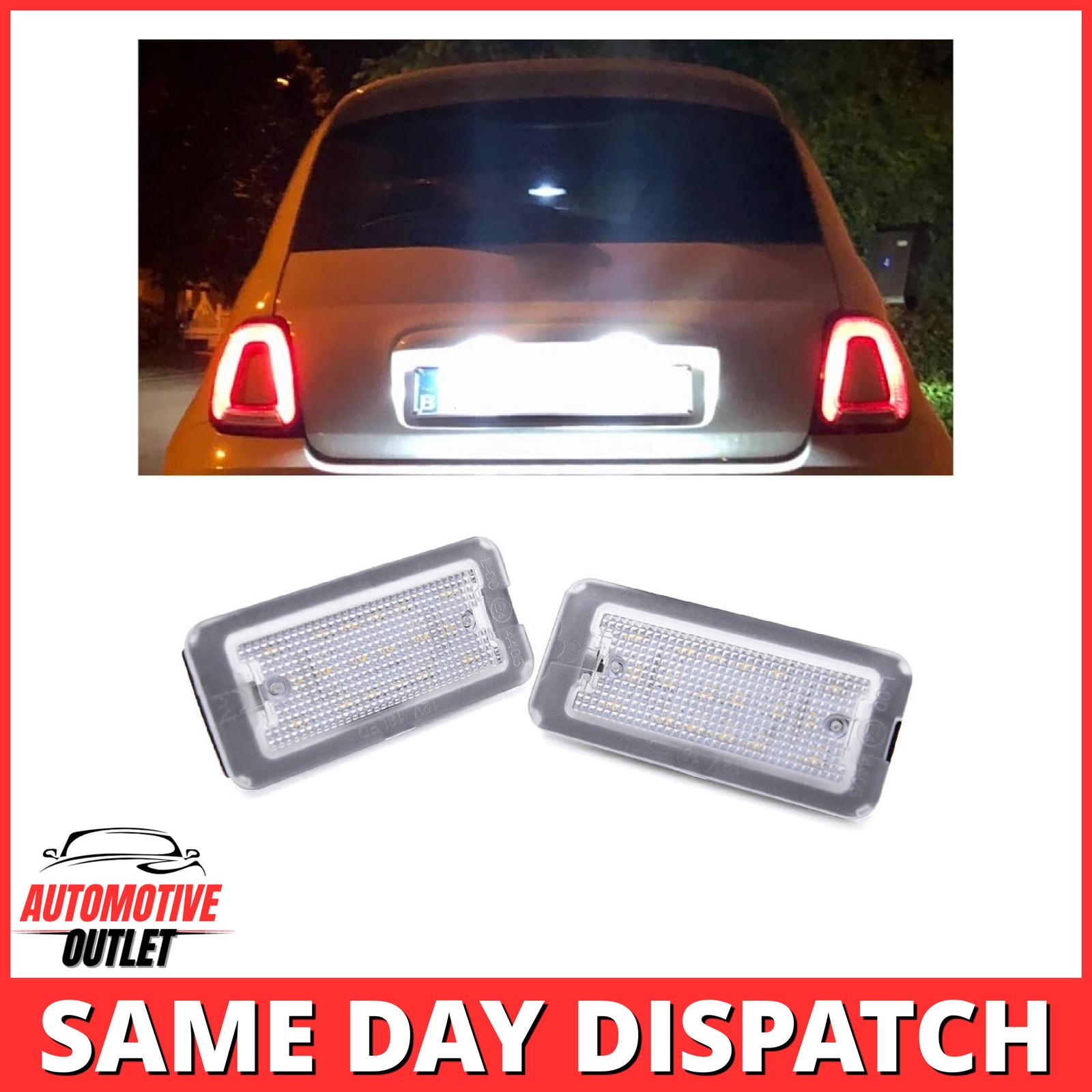 2X LED LICENSE NUMBER PLATE LIGHT FOR FIAT 500 500C ABARTH 500/595/695 2007+