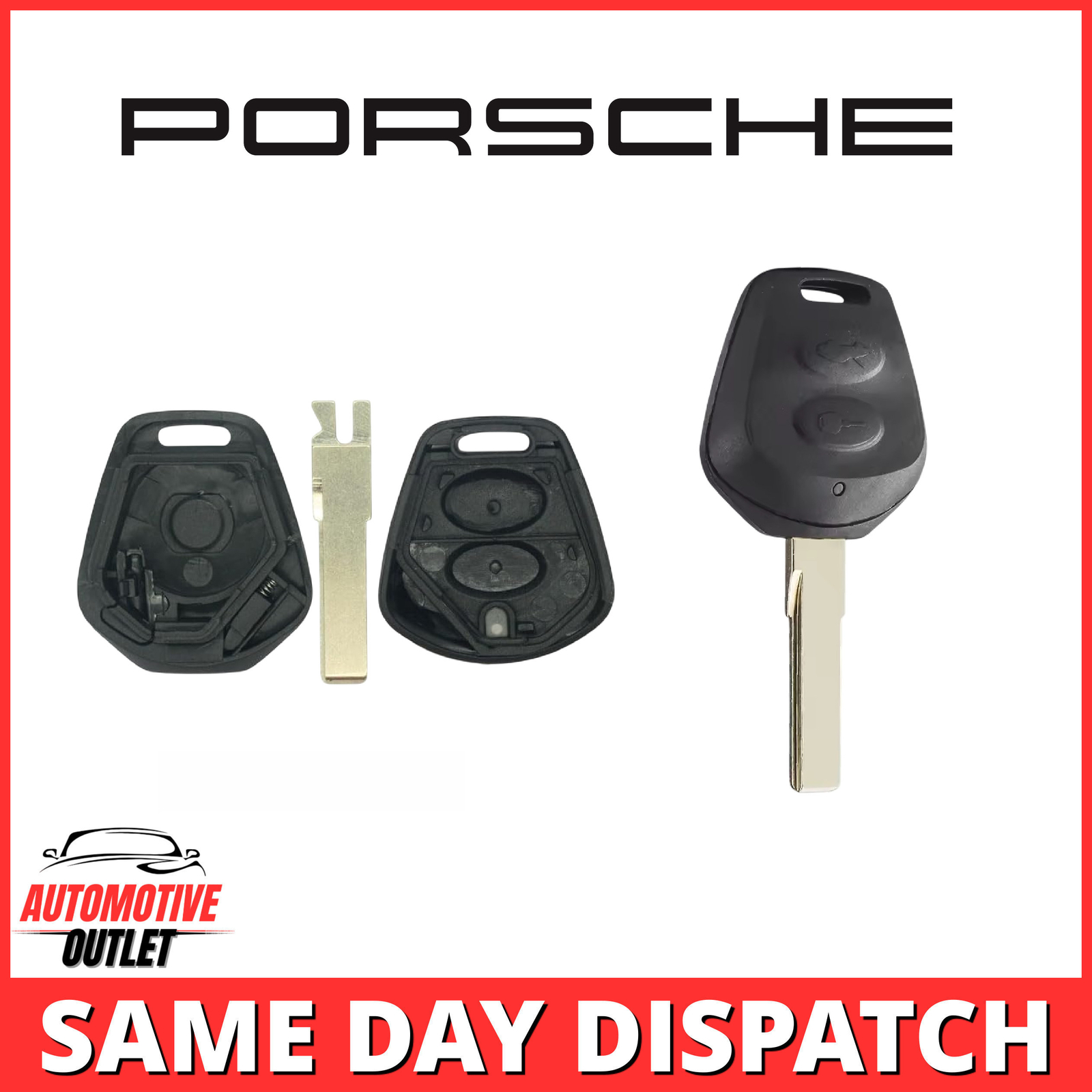 2 BUTTON REMOTE KEY FOB CASE BLADE LOGO PG920B FOR PORSCHE 911 996 986 BOXSTER