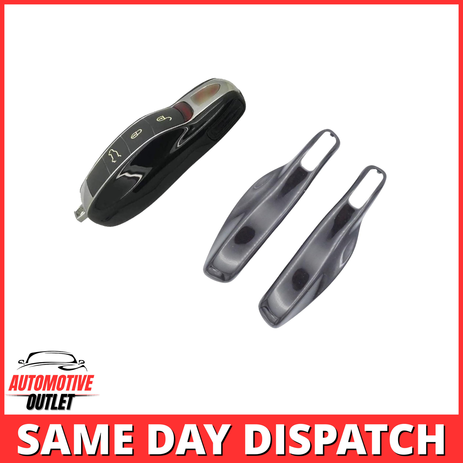 REMOTE FOB KEY COVER HOUSING SIDE CASE REPLACEMENT FOR PORSCHE, METALLIC BLACK