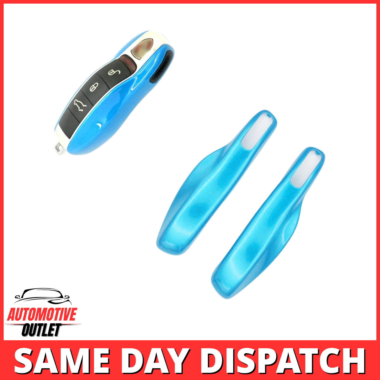 REMOTE FOB KEY COVER HOUSING SIDE CASE REPLACEMENT FOR PORSCHE, METALLIC BLUE