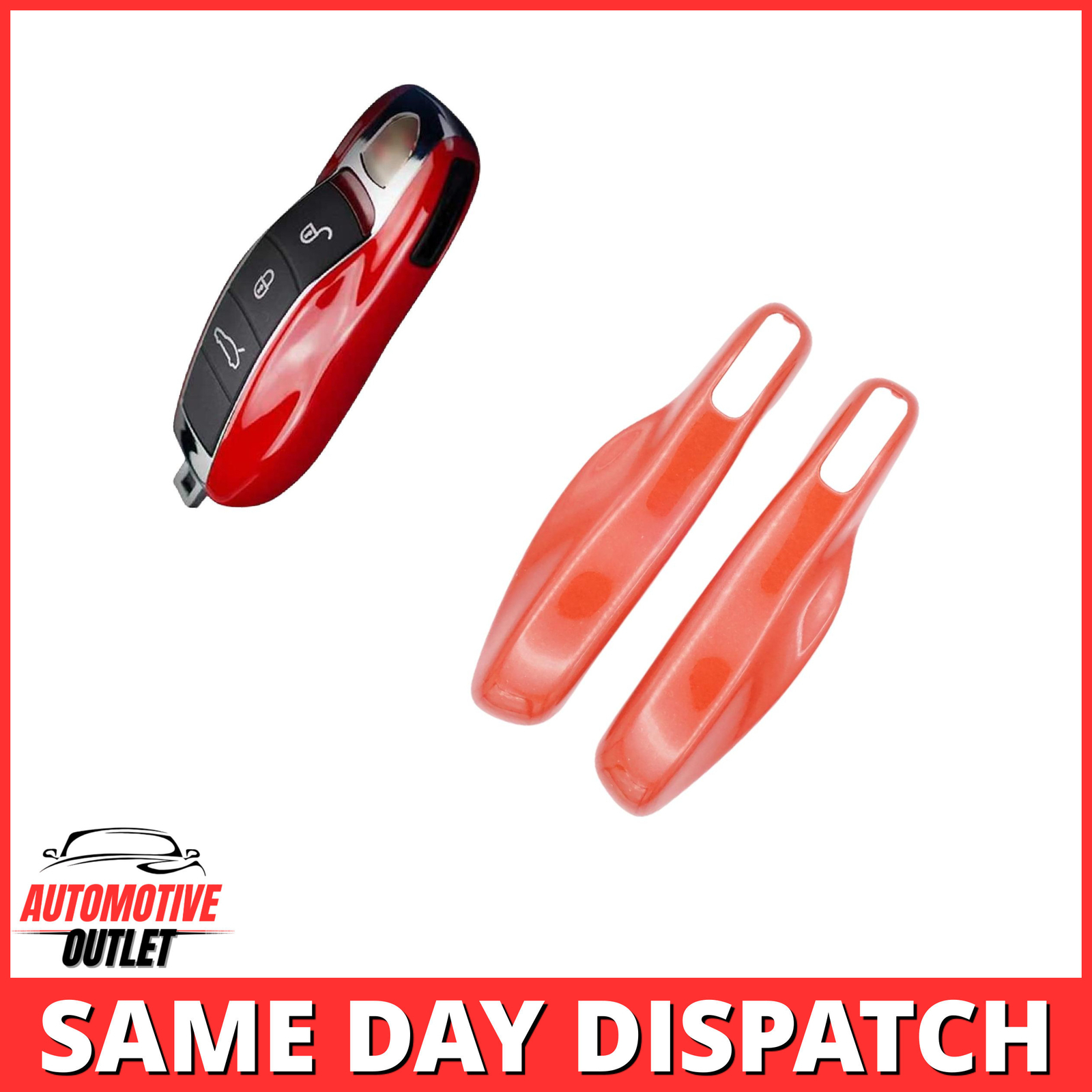 REMOTE FOB KEY COVER HOUSING SIDE CASE REPLACEMENT FOR PORSCHE, METALLIC RED