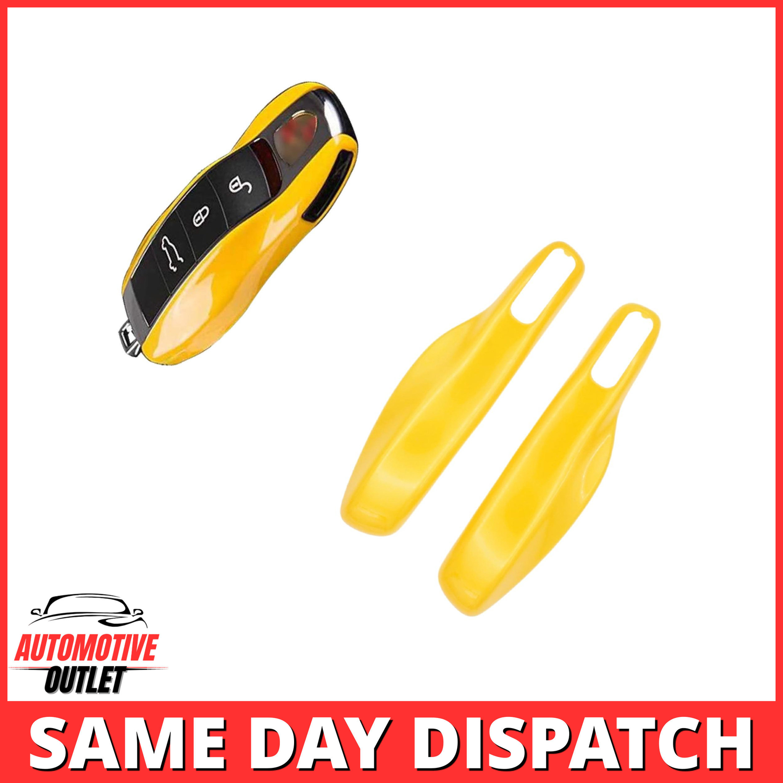 REMOTE FOB KEY COVER HOUSING SIDE CASE REPLACEMENT FOR PORSCHE, METALLIC YELLOW