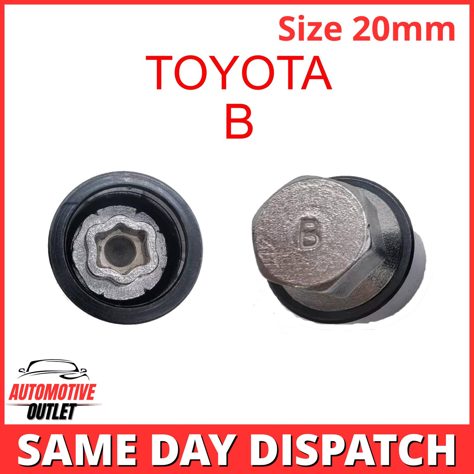 MASTER LOCKING WHEEL SECURITY KEY 20mm BOLT SOCKET REMOVER LETTER B FOR TOYOTA
