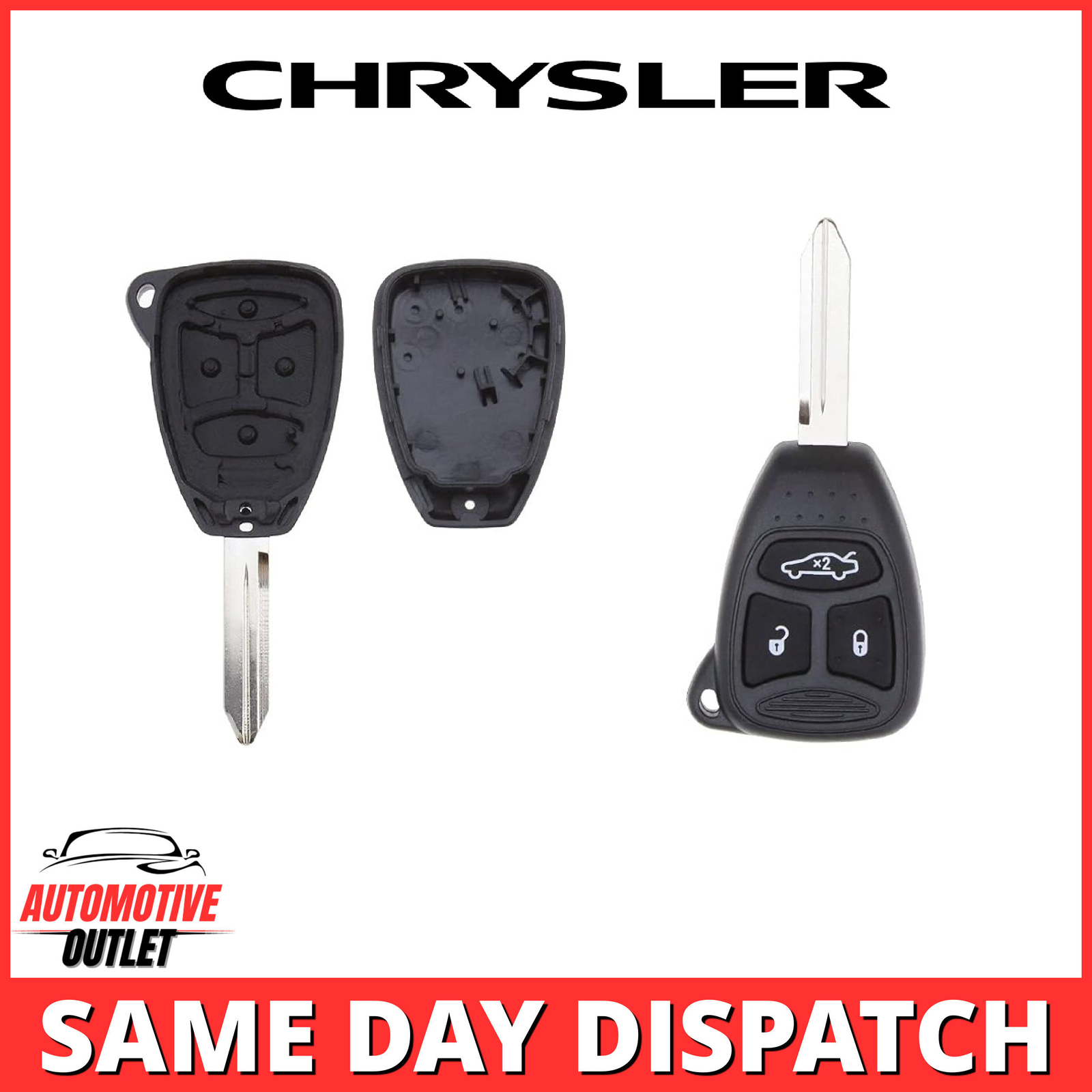 3 BUTTON REMOTE KEY FOB CASE HOUSING SHELL COVER FOR CHRYSLER 300C JEEP DODGE