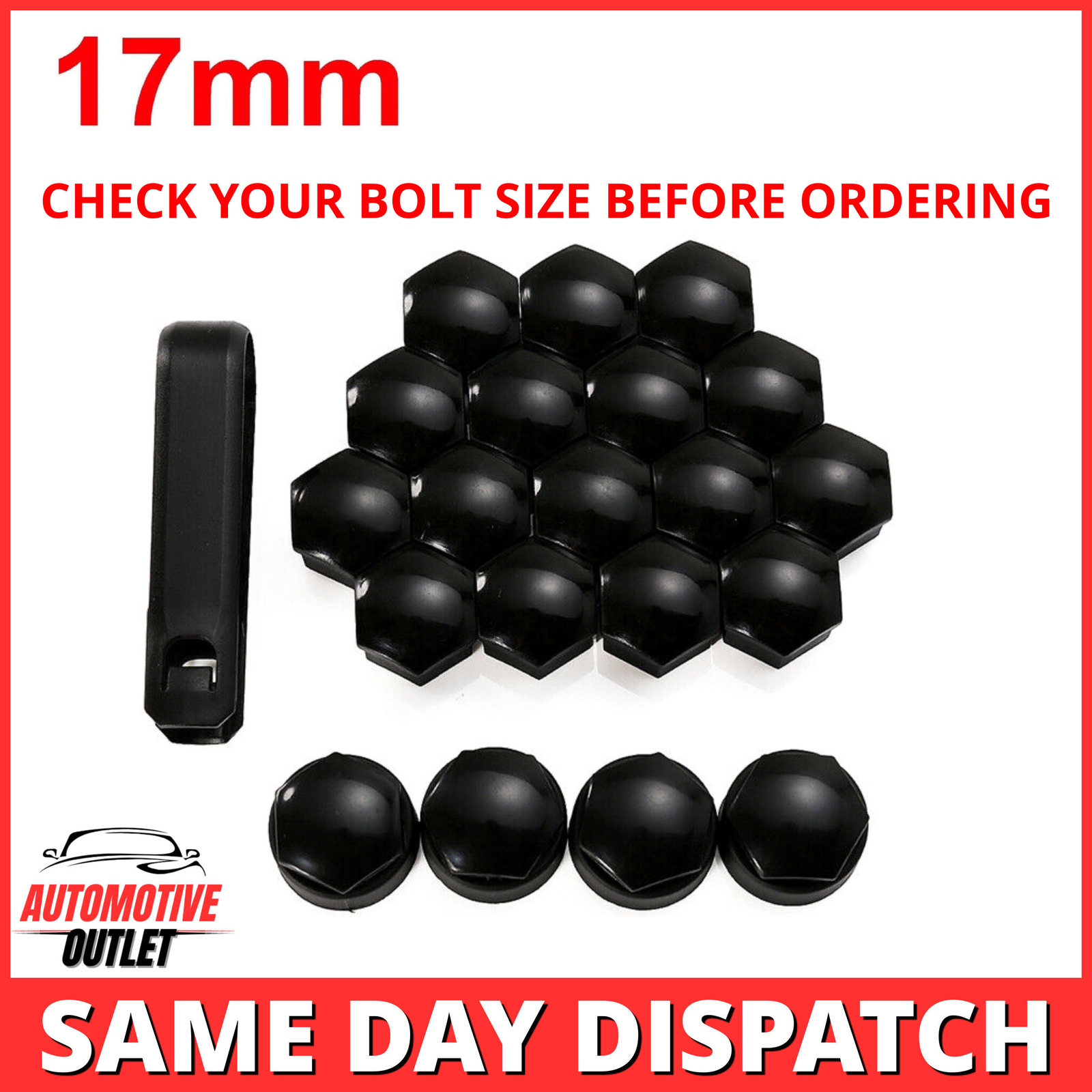 20x17mm GLOSS BLACK WHEEL NUT COVERS FOR VAUXALL CORSA CROSSLAND INSIGNIA NOVA