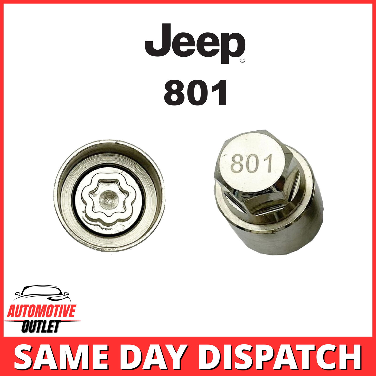 MASTER LOCKING WHEEL SECURITY NUT KEY BOLT SOCKET REMOVER NUMBER 801 FOR JEEP