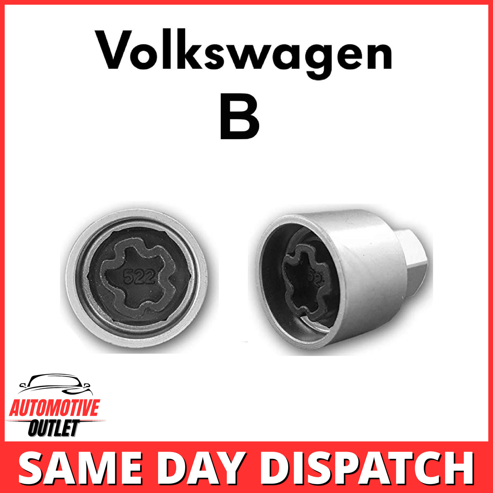 MASTER LOCKING WHEEL SECURITY BOLT KEY ANTI THEFT FOR VOLKSWAGEN NUMBER 522, B
