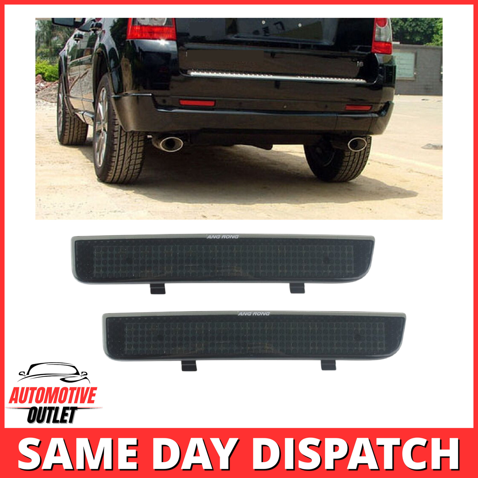 2X BUMPER REFLECTOR LED BRAKE STOP LIGHT BLACK FOR RANGE ROVER 322 FREELANDER 2