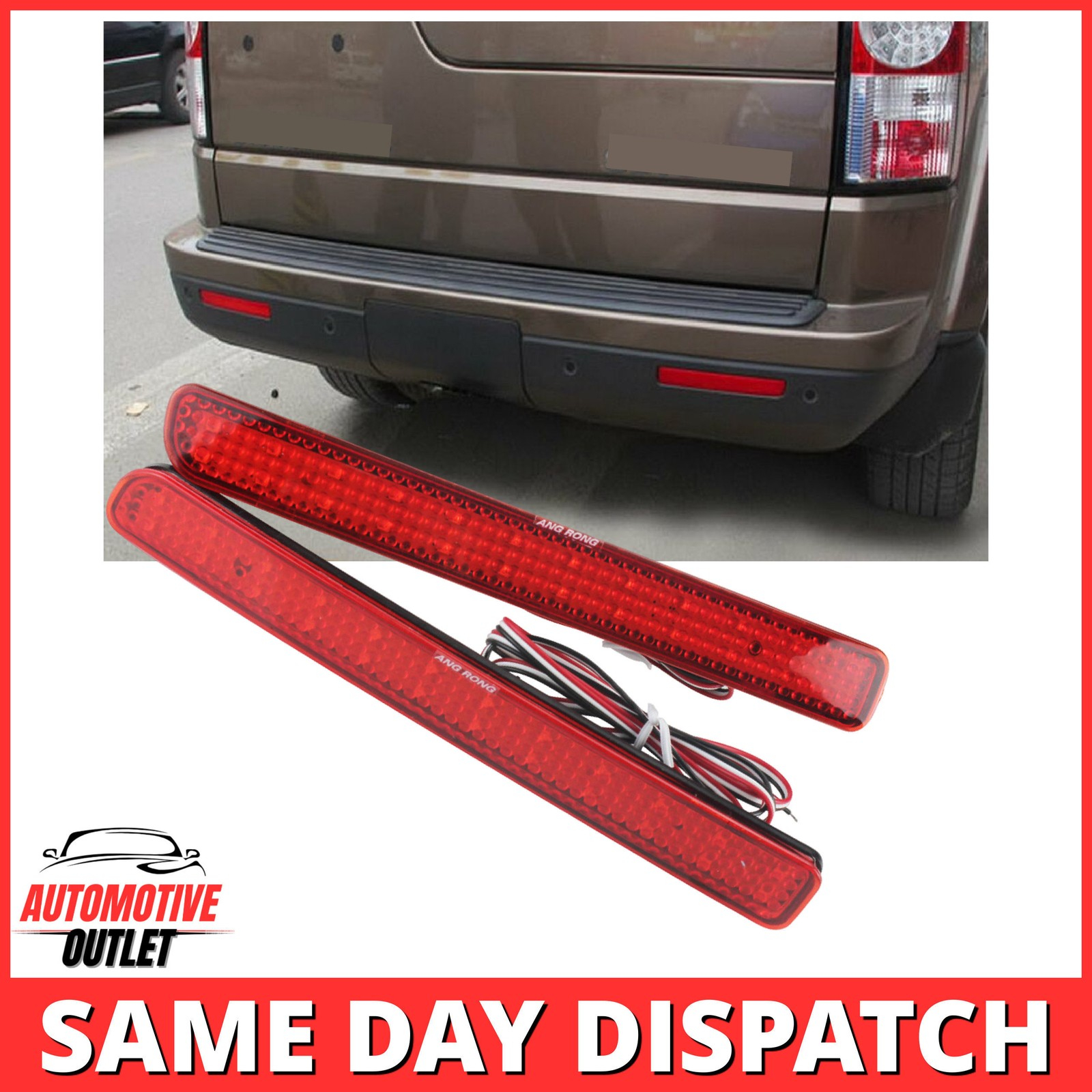 2X BUMPER REFLECTOR LED STOP BRAKE LIGHT RED FOR RANGE ROVER L320 DISCOVERY 3