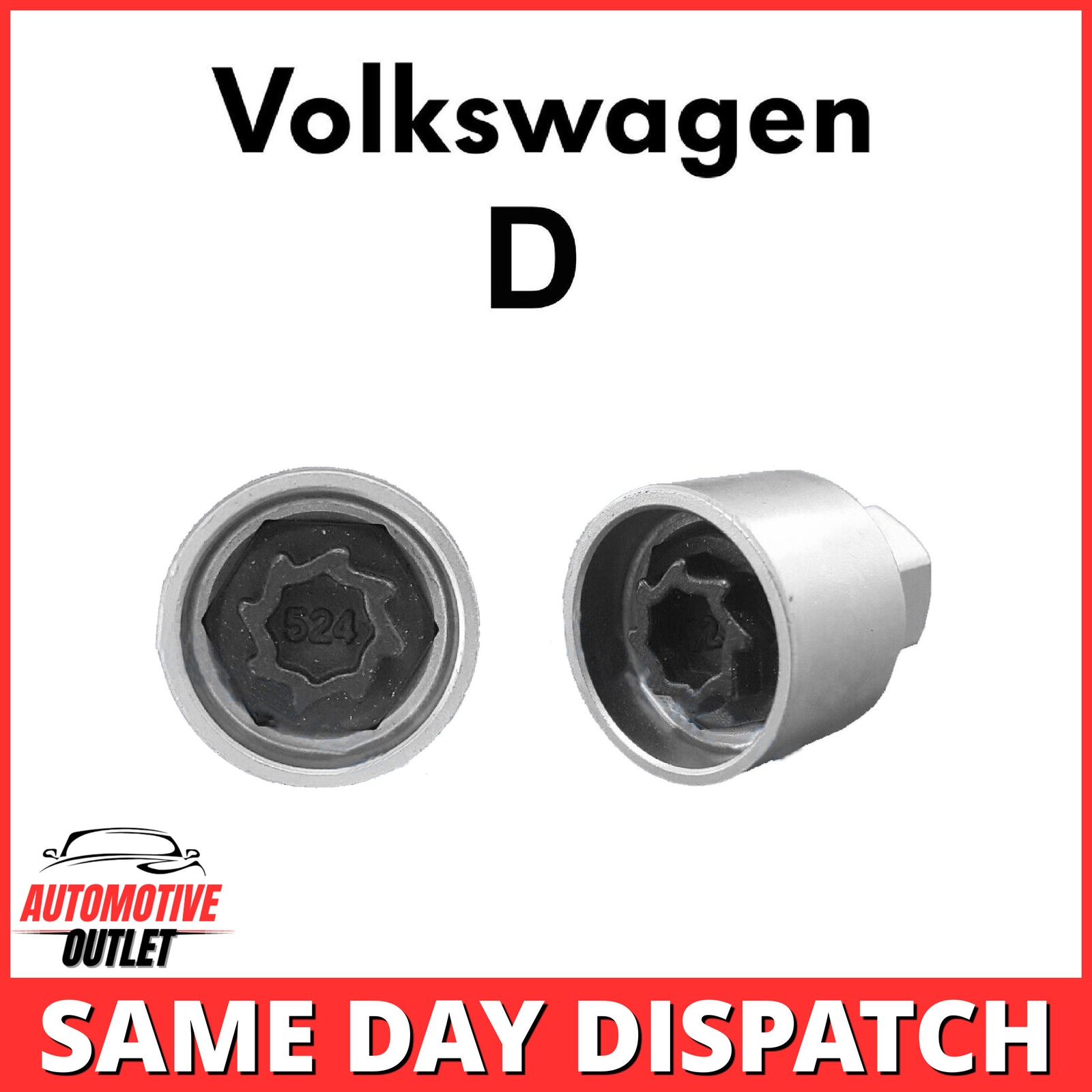 MASTER LOCKING WHEEL SECURITY BOLT KEY ANTI THEFT FOR VOLKSWAGEN NUMBER 524, D