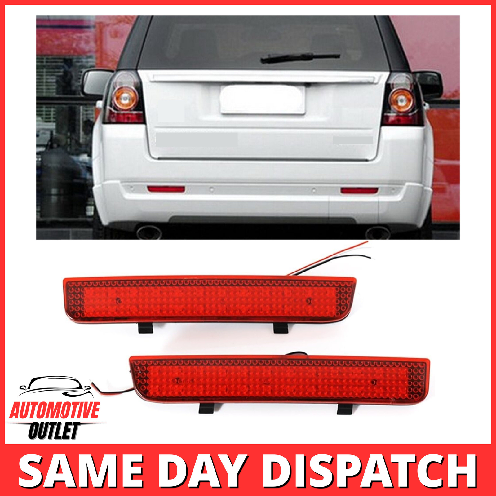 2X BUMPER REFLECTOR BRAKE STOP LED LIGHT RED FOR RANGE ROVER L322 FREELANDER 2