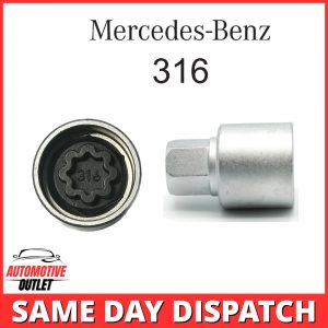 MASTER SECURITY WHEEL LOCKING BOLT KEY 316, 17mm SOCKET FOR MERCEDES A C E CLASS