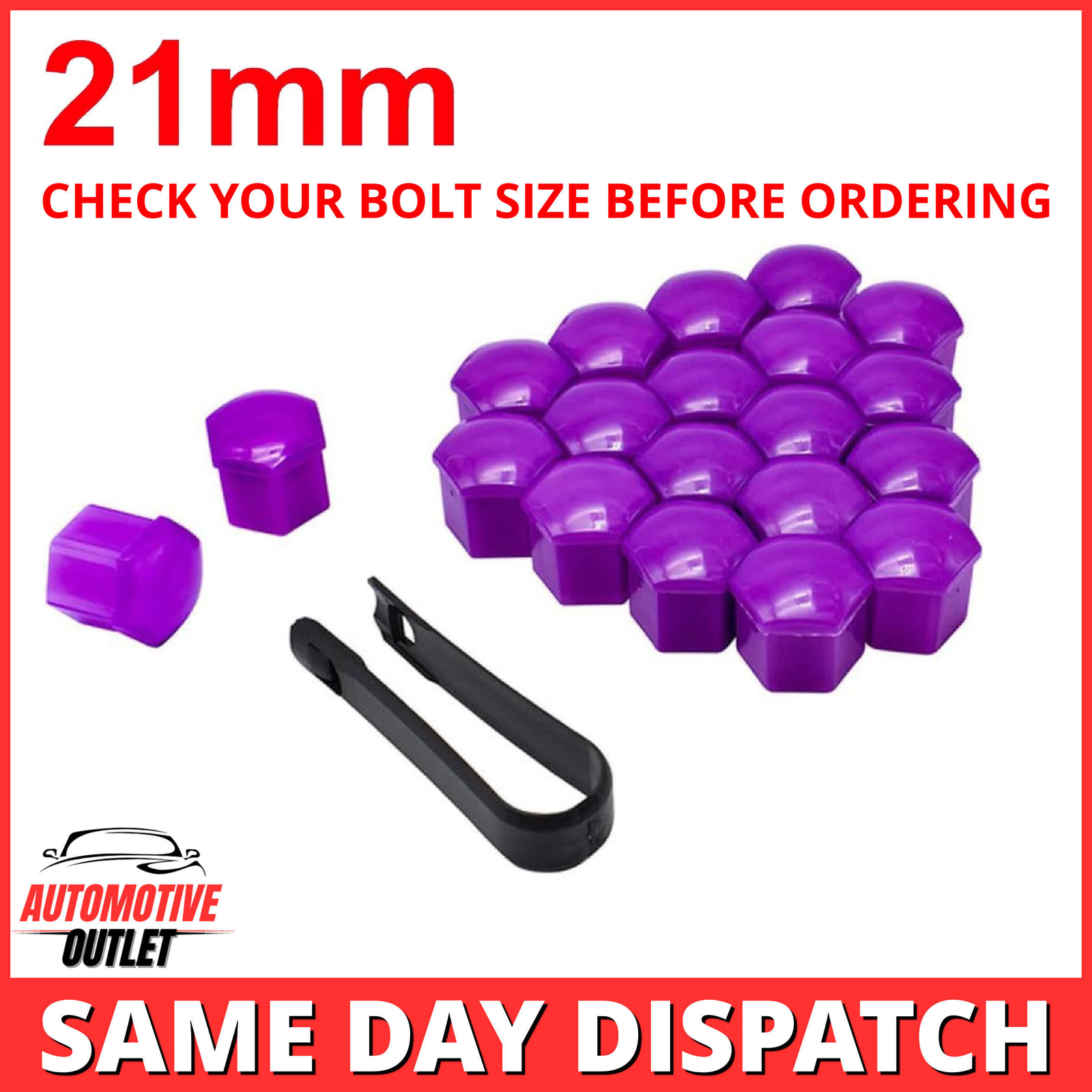 20PCS 21mm WHEEL NUT BOLT COVER CAPS, PURPLE FOR AUDI VW BMW MERCEDES, UNIVERSAL