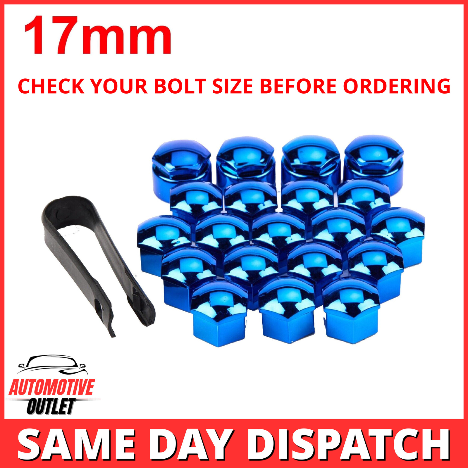 16X 17mm WHEEL NUT BOLT COVER & 4X LOCKING CAP, BLUE FOR AUDI VW BMW, UNIVERSAL