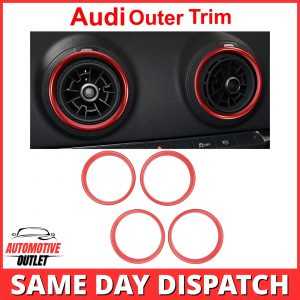 4X OUTER AIR VENT RING COVER TRIM OUTLET FOR AUDI A3 S3 RS3 8V 2012-2019, RED