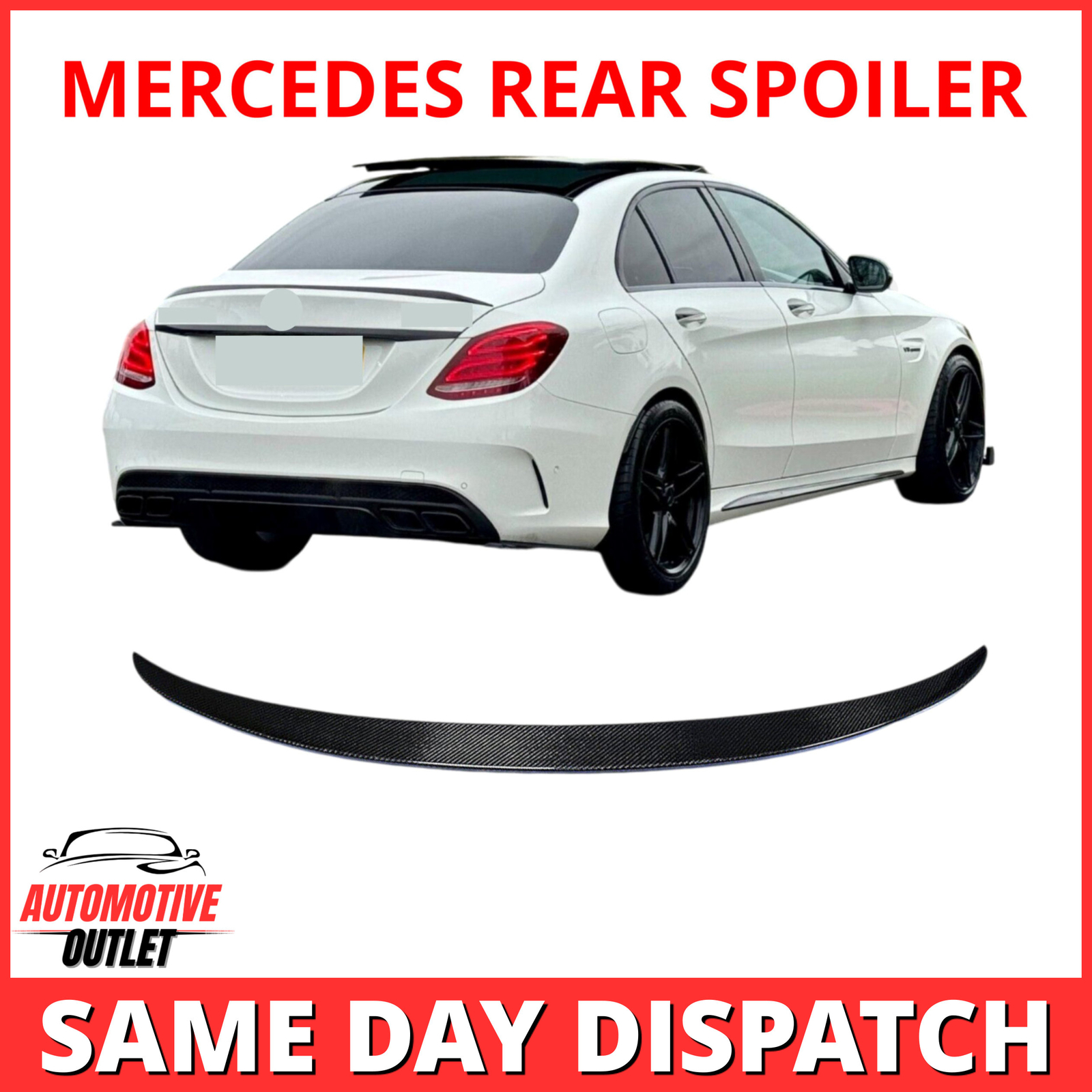REAR TRUNK SPOILER BOOT LID AMG CARBON FIT MERCEDES C CLASS W205 C63 C43