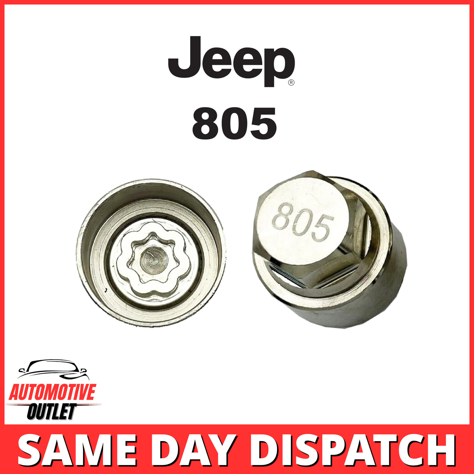 MASTER LOCKING WHEEL SECURITY NUT KEY BOLT SOCKET REMOVER NUMBER 805 FOR JEEP