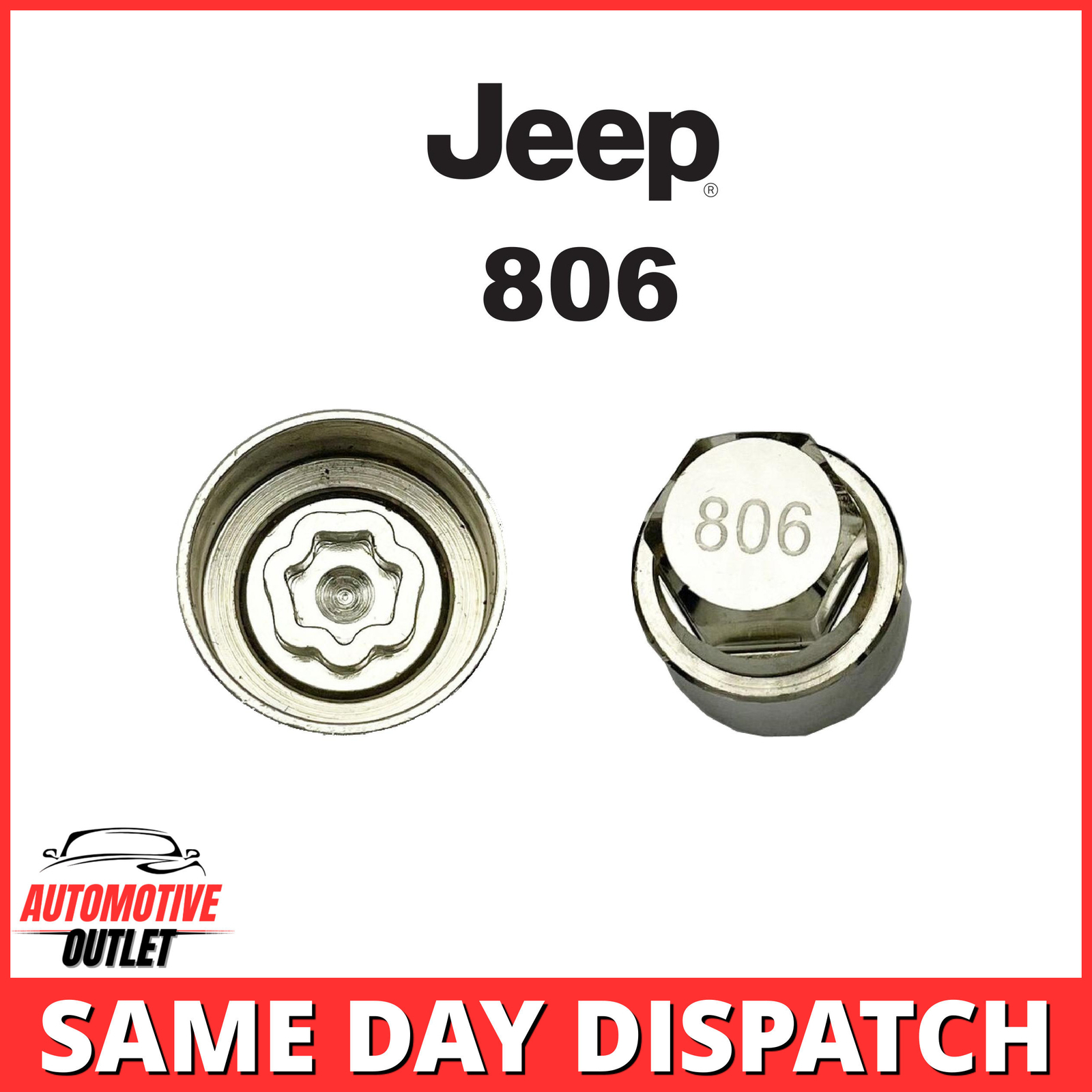 MASTER LOCKING WHEEL SECURITY NUT KEY BOLT SOCKET REMOVER NUMBER 806 FOR JEEP