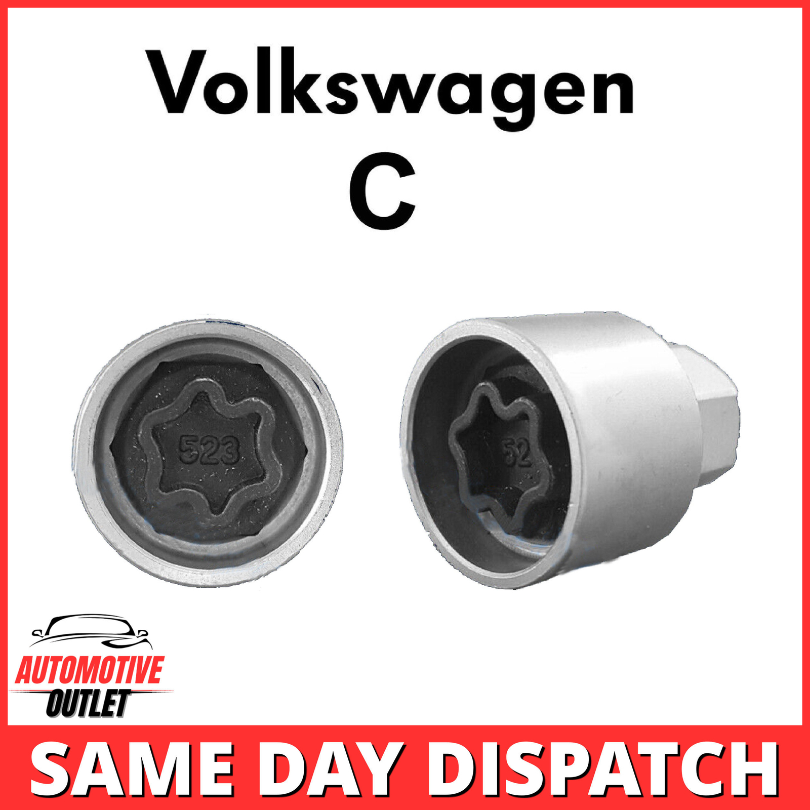 MASTER LOCKING WHEEL SECURITY BOLT KEY ANTI THEFT FOR VOLKSWAGEN NUMBER 523, C