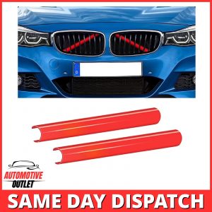 2x FRONT GRILL TRIM STRIPS BAR V BRACE RED FOR BMW 1 2 3 4 5 6 7 SERIES F30 F32