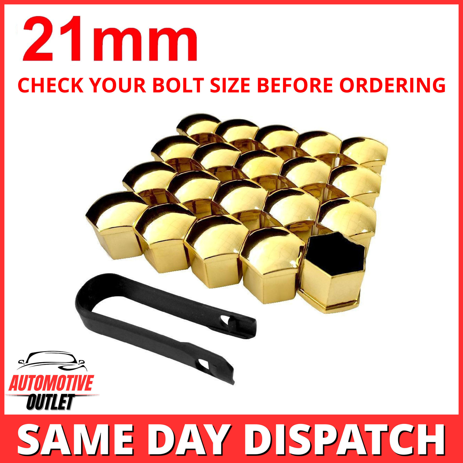 20PCS 21mm WHEEL NUT BOLT COVER CAPS, GOLD FOR AUDI VW BMW MERCEDES, UNIVERSAL