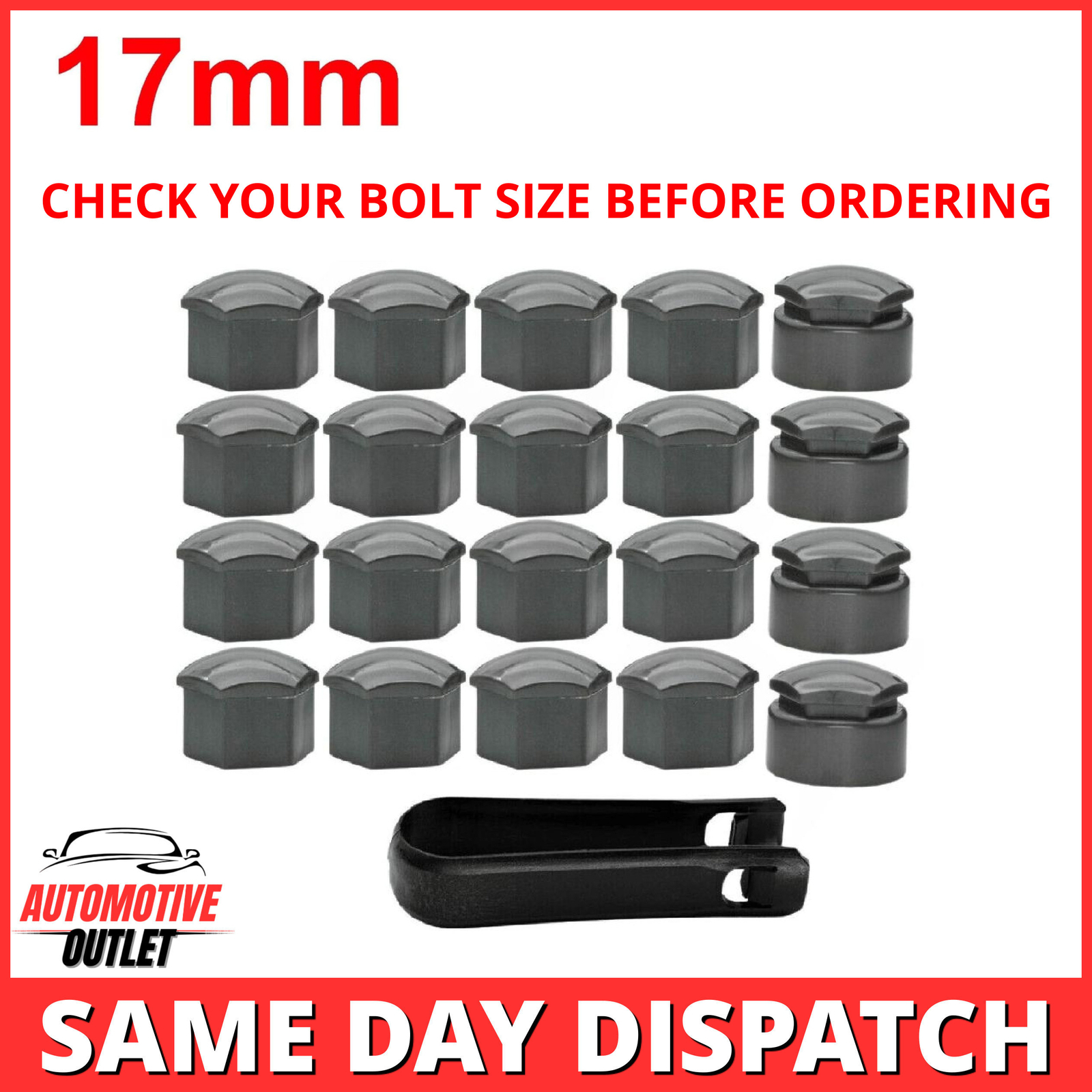 20x17mm GLOSS GREY WHEEL NUT COVERS FOR FORD B MAX C MAX S CORTINAS ESCORTS MAX