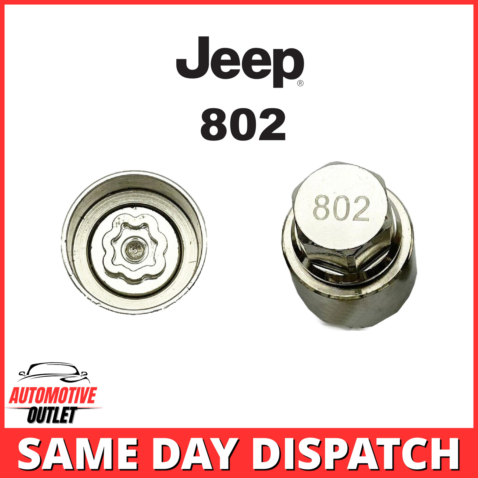 MASTER LOCKING WHEEL SECURITY NUT KEY BOLT SOCKET REMOVER NUMBER 802 FOR JEEP