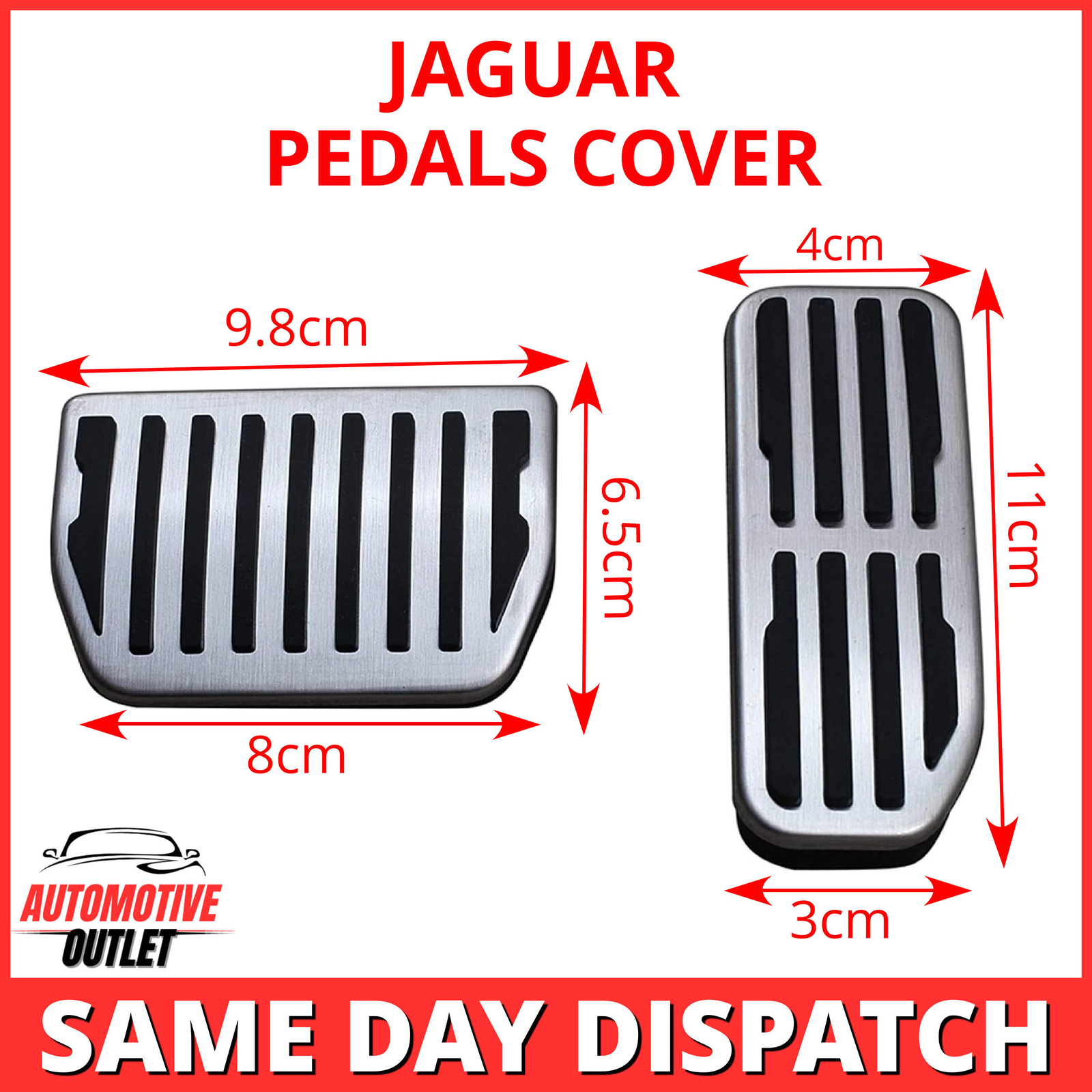SPORT FOOT PEDAL PROTECTION COVERS BRUSHED STAINLESS FOR JAGUAR F-PACE 2015-2021