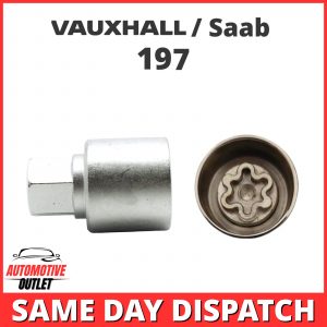 MASTER LOCKING WHEEL SECURITY NUT BOLT REMOVER KEY SOCKET 197T FOR VAUXHALL SAAB
